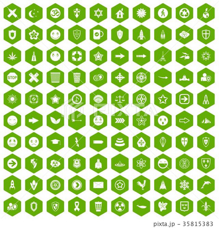 100 emblem icons hexagon green 35815383