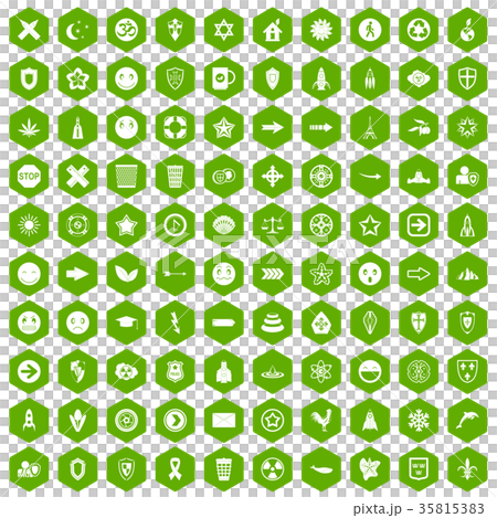100 emblem icons hexagon green 35815383