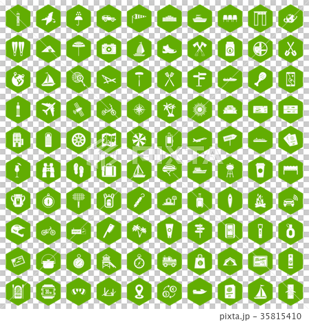 100 journey icons hexagon green 35815410
