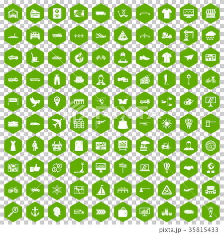 100 logistic and delivery icons hexagon green 35815433