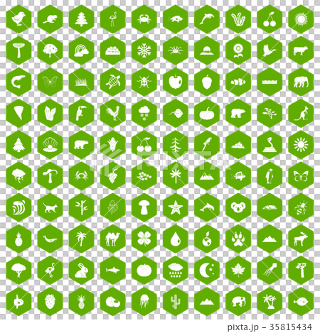 100 nature icons hexagon green 35815434