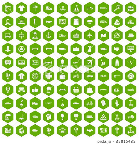 100 logistics icons hexagon green 35815435