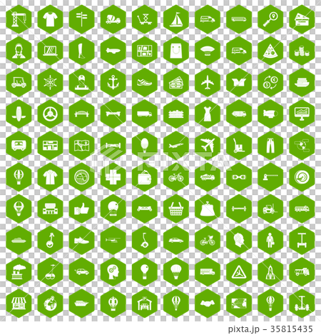 100 logistics icons hexagon green 35815435