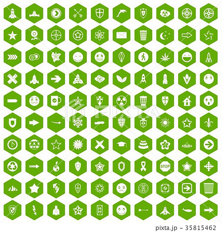 100 logotype icons hexagon green 35815462