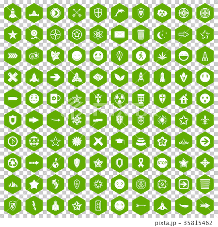 100 logotype icons hexagon green 35815462