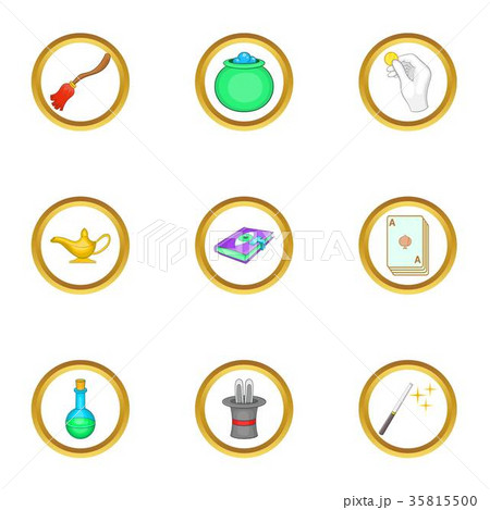 Magic items icons set, cartoon style Magic items icons set, cartoon style 35815500