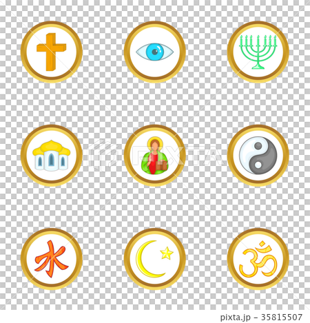 Types of religion icons set, cartoon style Types of religion icons set, cartoon style 35815507