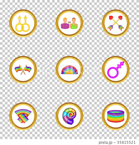 Lgbt rights icons set, cartoon style-插圖素材 [35815521] - PIXTA圖庫