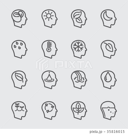 Head thinking of nature concept line icon 35816015
