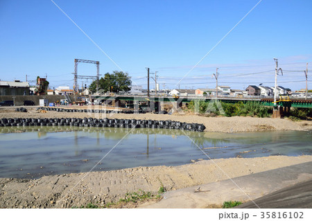 南海本線橋梁陥没現場 35816102