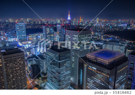 【東京夜景】都庁からの風景 ドコモタワー 東京タワー 【東京夜景】都庁からの風景 ドコモタワー 東京タワー 35816662