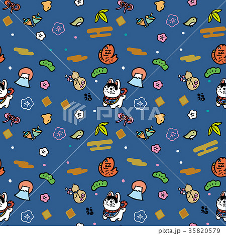 和柄 犬 シームレス パターン 和柄 犬 シームレス パターン 35820579