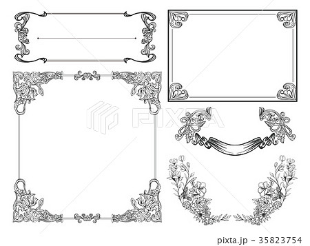 手描きヴィンテージフレームのイラスト素材 35823754 Pixta
