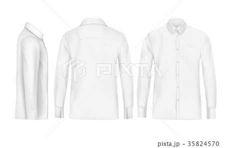 White male shirt with long sleeves and buttons 35824570