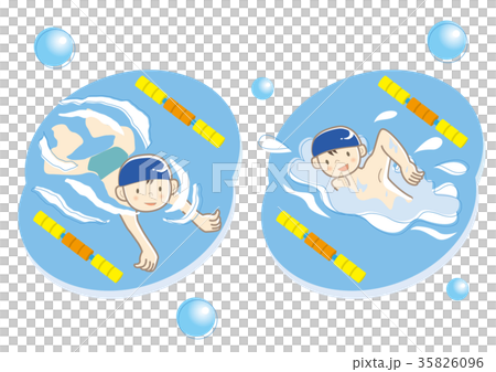水泳する男の子セット 35826096