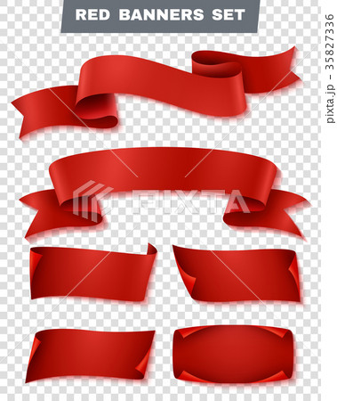 Red Paper Banner Transparent Icon Set 35827336