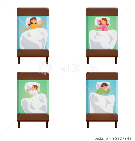 Children Sleeping Poses Isolated Set 35827348