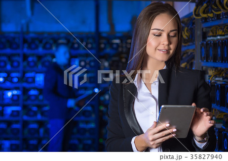 Beautiful woman at mining farm 35827940