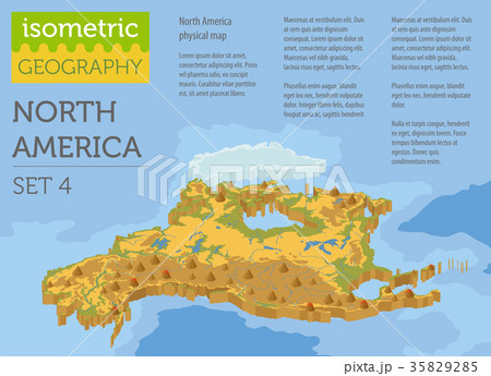 Isometric 3d North America physical map elements 35829285