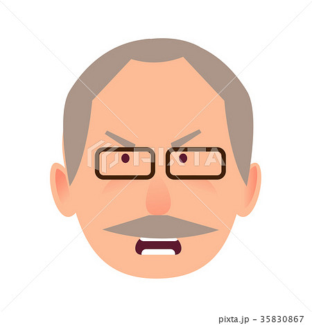 Irritated Facial Expression of Elderly Man Vector 35830867