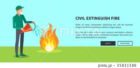 Drawing of Civilian Trying to Extinguish Fire 35831586