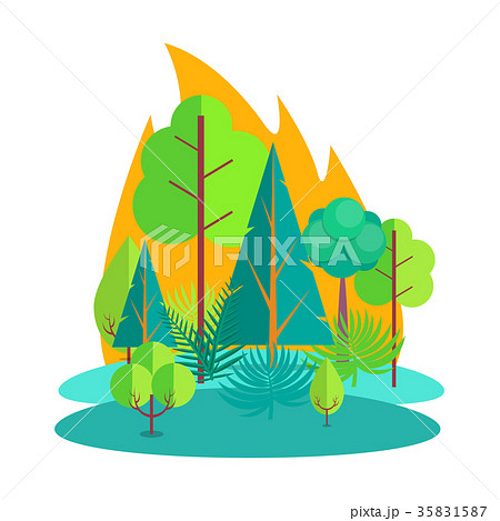 Forest Engulfed in Fire Isolated Illustration Forest Engulfed in Fire Isolated Illustration 35831587