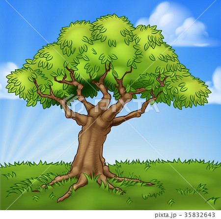 Cartoon Tree Field Landscape Background Scene Cartoon Tree Field Landscape Background Scene 35832643