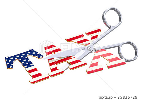 Tax cut in USA concept. 3D rendering Tax cut in USA concept. 3D rendering 35836729
