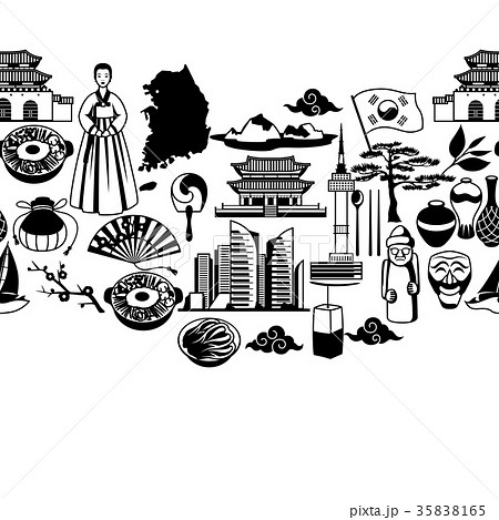 Korea seamless pattern. Korean traditional symbols 35838165