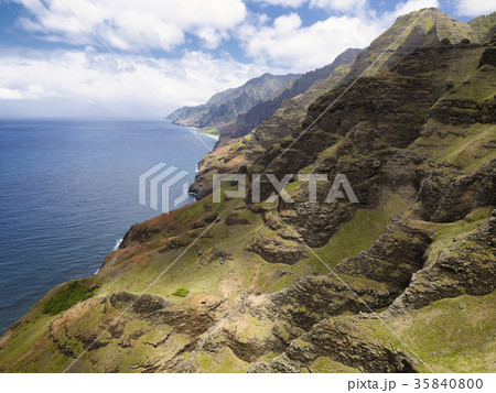Aerial views of the Na Pali Coast, Kauai, Hawaii 35840800