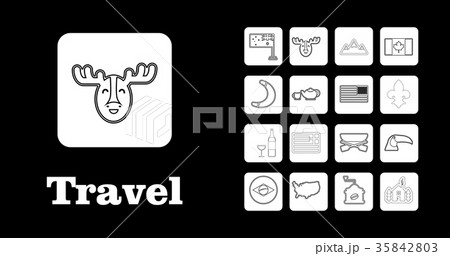 Travel Line Icons for Web and Mobile. Thin line Travel Line Icons for Web and Mobile. Thin line 35842803