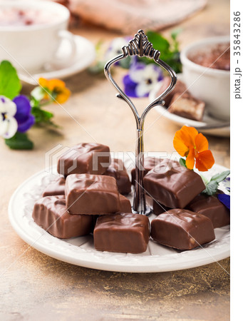 Soft nougat chocolate sweets Soft nougat chocolate sweets 35843286