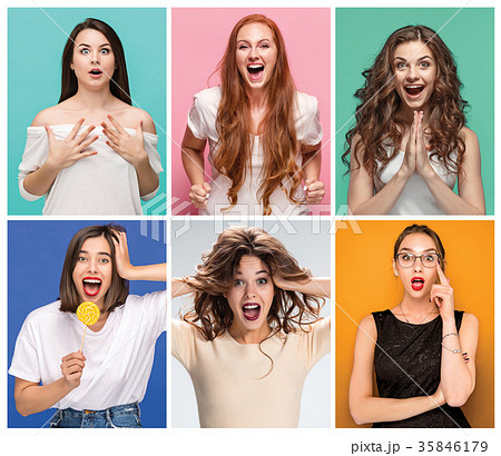 collage of photos of attractive smiling women 35846179