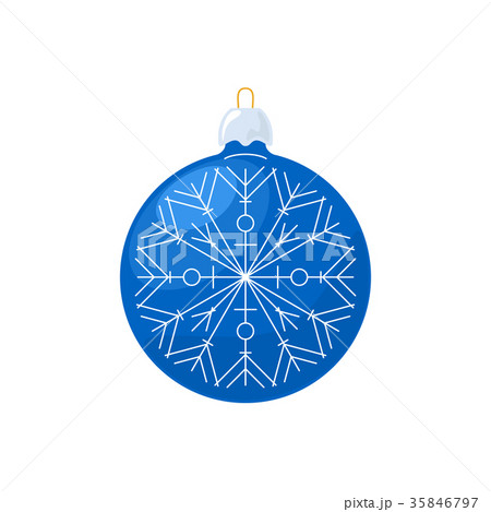 Christmas Blue Ball with Snowflake Isolated 35846797