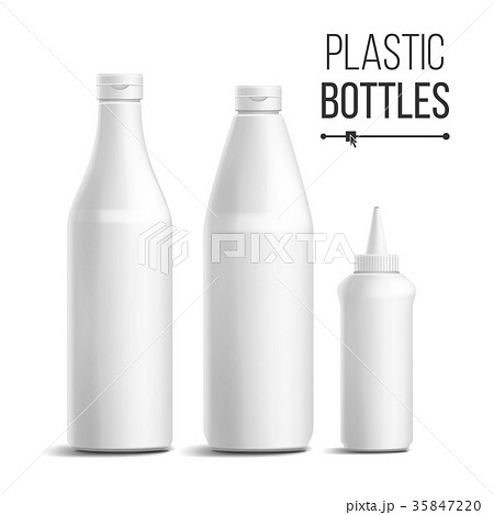White Bottle Set Vector. 3D Realistic Blank 35847220