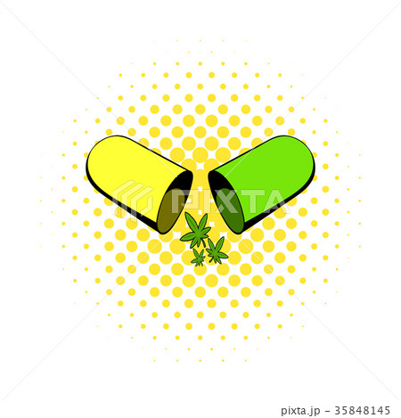 Marijuana pill icon, comics style 35848145