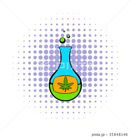 Chemical test tube with marijuana leaf icon Chemical test tube with marijuana leaf icon 35848146