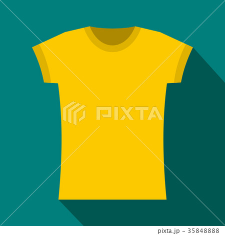 Yellow t shirt icon, flat style 35848888