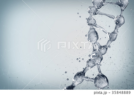 3d illustration of DNA molecule model from water. 3d illustration of DNA molecule model from water. 35848889