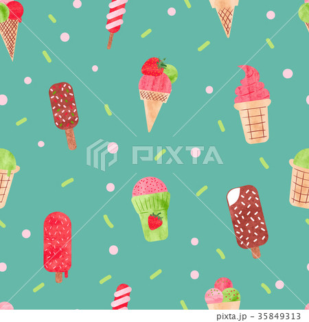 Watercolor ice cream seamless pattern Watercolor ice cream seamless pattern 35849313