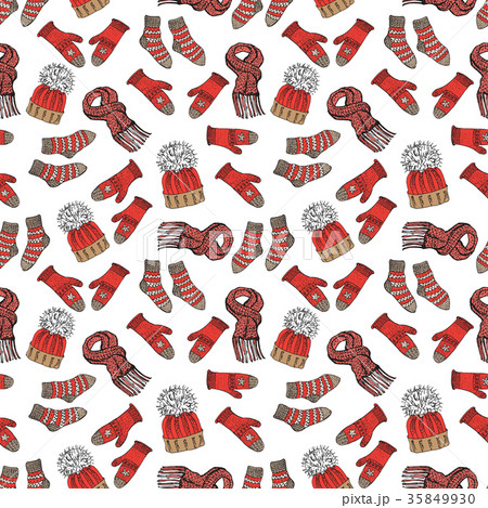 Winter season doodle clothes seamless pattern Winter season doodle clothes seamless pattern 35849930