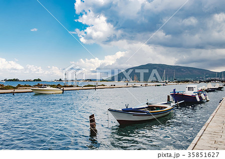 Traditional Greek fishing boats on the waterfront Traditional Greek fishing boats on the waterfront 35851627