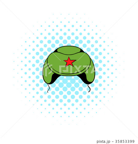 Soviet military cap earflaps icon, comics style Soviet military cap earflaps icon, comics style 35853399