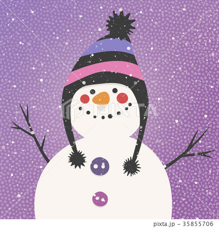 Winter holidays vector card with a cute snowman 35855706