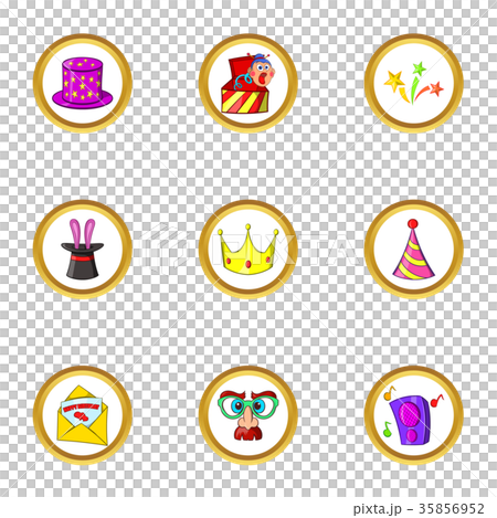 Magic night icon set, cartoon style 35856952