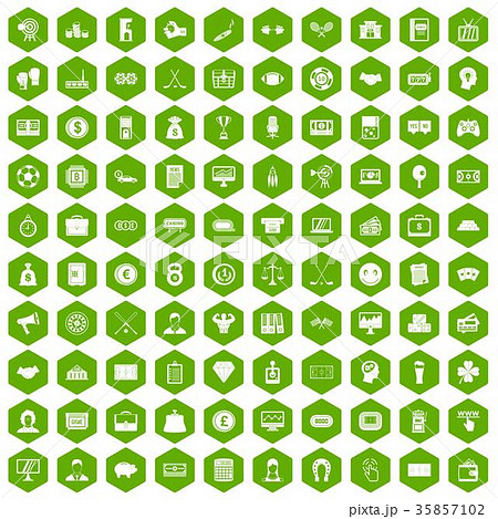 100 sweepstakes icons hexagon green 35857102