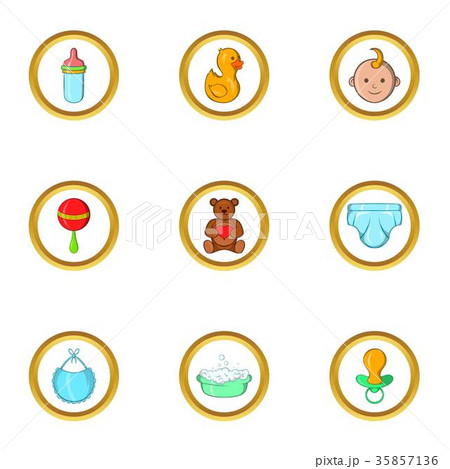 Baby icon set, cartoon style Baby icon set, cartoon style 35857136