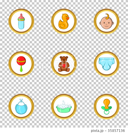 Baby icon set, cartoon style Baby icon set, cartoon style 35857136