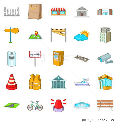 Road icons set, cartoon style 35857139