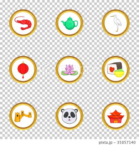 China country icon set, cartoon style China country icon set, cartoon style 35857140